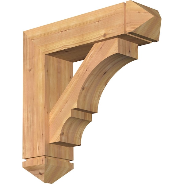 Ekena Millwork Balboa Arts and Crafts Smooth Bracket w/ Offset Brace, Western Red Cedar, 7 1/2"W x 28"D x 28"H BKT0806X28X28BOA03SWR - main